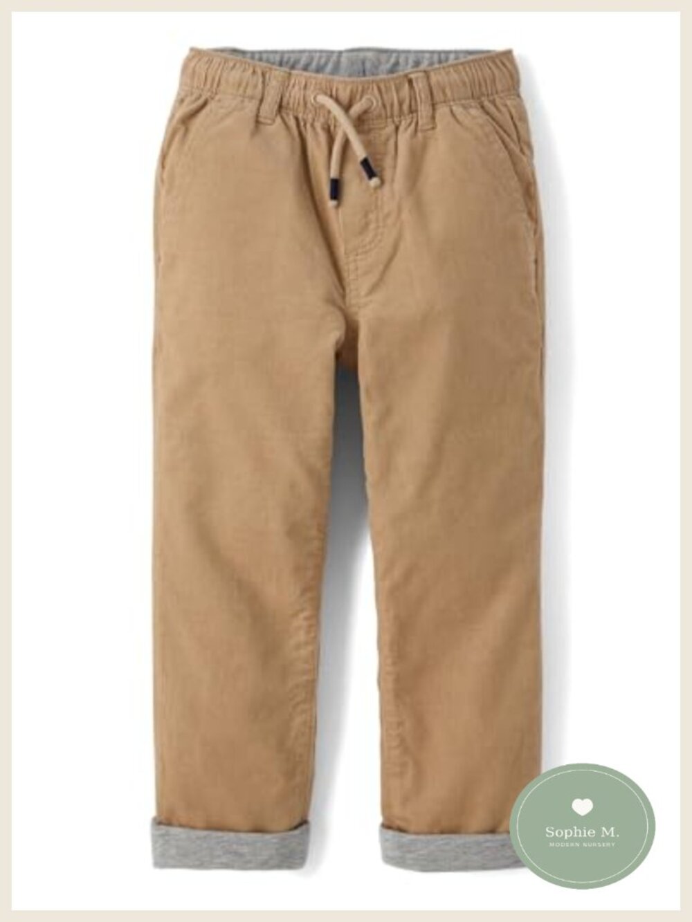 Boys Corduroy Pull-On Pants with Drawstring and Pockets